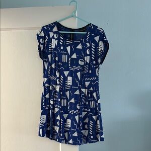 Nooworks Blue Geometric Print Women's rayon short dress size M